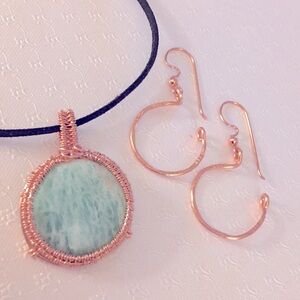 Aquamarine Stone Handmade with matching Earrings